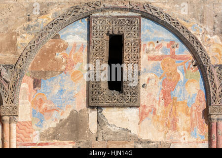 Fresken von Tigran Honents Kirche in Ani ist eine zerstörten mittelalterlichen armenischen Stadt jetzt in der türkischen Provinz Kars und neben der geschlossenen Grenze Stockfoto