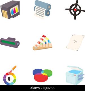 Druck-Symbole festgelegt. Cartoon-Illustration der 9 Druck Vektor-Icons für web Stock Vektor