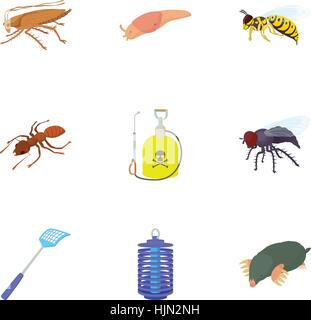 Schlechte Schädlinge Symbole festgelegt. Abbildung 9 schlecht Schädlinge-Vektor-Icons für Web-Cartoon Stock Vektor