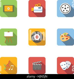 Welt Kunst Symbole festgelegt. Flache Darstellung der 9-Welt-Kunst-Vektor-Icons für web Stock Vektor
