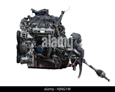 Auto Motor auf weißem Hintergrund Stockfoto