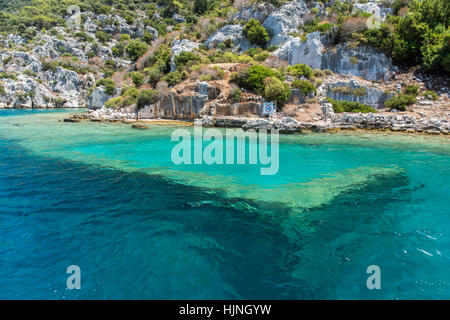 Antike versunkene Stadt Kekova Kas, Antalya, Türkei Stockfoto