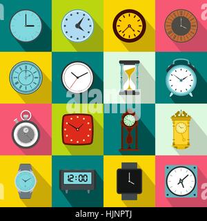 Uhren-Ikonen inmitten einer flachen Stil für jedes design Stock Vektor