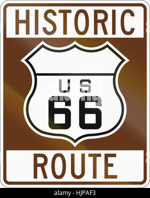 USA Route Schild der historischen Route 66. Stockfoto