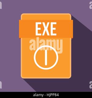EXE-Datei-Symbol im flachen Stil auf violettem Hintergrund Stock Vektor