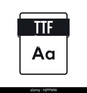 TTF-Datei Symbol Symbol im einfachen Stil auf einem weißen Hintergrund Stock Vektor