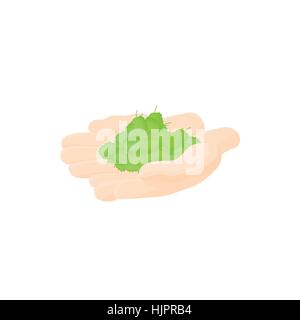Hop Zapfen in Händen-Symbol im Cartoon-Stil auf einem weißen Hintergrund Stock Vektor