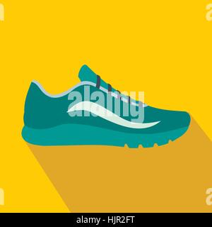 Blaue Sport Schuhe Symbol im flachen Stil auf einem gelben Hintergrund Stock Vektor