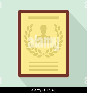 Bescheinigung über die besten Mitarbeiter-Symbol im flachen Stil auf einem hellblauen Hintergrund Stock Vektor