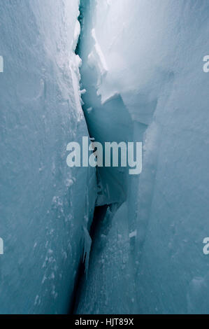 Die höhlenartigen und schiere eisigen Wände eine Gletscherspalte an den Hängen des Mount Erebus in der Antarktis. Stockfoto