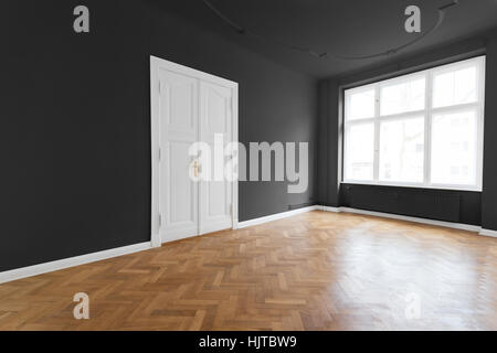 Leeren Raum - Wohnung Interieur - Immobilien - schwarzen Wänden, Stockfoto