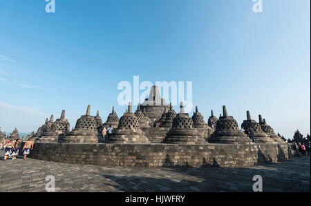 Borobudur Tempel, Stupas, Borobudur, Yogyakarta, Java, Indonesien Stockfoto