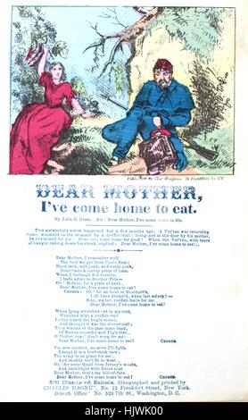 Sheet Music cover Bild des Liedes "Lied Blatt Liebe Mutter, ich habe Come Home to Eat", mit ursprünglichen Autorschaft Noten lesen "von John C Cross Air Liebe Mutter, ich habe Come Home to Die", USA, 1900. Der Verlag als "Charles Magnus, Nr. 12 Frankfort Street" aufgeführt ist, die Form der Komposition ist "strophische mit Chor", die Instrumentierung ist "Na", die erste Zeile lautet "Liebe Mutter, ich erinnere mich gut das Essen wir von Uncle Sam bekommen", und der Abbildung Künstler wird als 'None' aufgeführt. Stockfoto