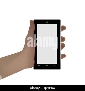 Hand, die eine Smartphone. Symbol. Abbildung Stock Vektor