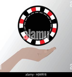 Poker chip schwarz-rot in der hand. Illustrationen Stock Vektor