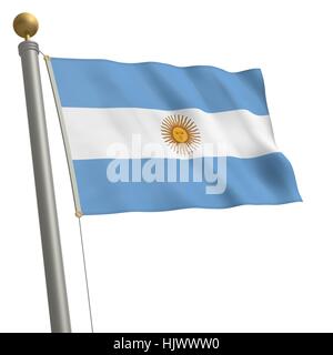 Amerika, Argentinien, Flagge, Südamerika, Mast, Bar, isoliert, optional, Stockfoto