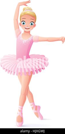 Vektor süß lächelnden jungen Ballerina Tänzerin im rosa Tutu. Stock Vektor