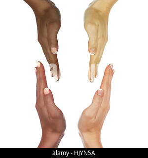 Bild von Menschenhand von Personen aus verschiedenen Rassen Stockfoto