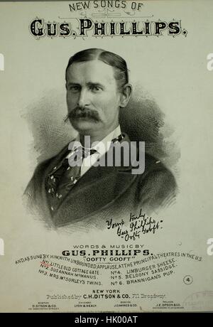 Noten-Cover-Bild des Liedes 'Neue Songs von Gus Phillips Nr. 1 kleine alte Hütte Gate', mit ursprünglichen Autorschaft Noten reading "Worte und Musik von Gus Phillips (Oofty Gooft) Arr von Henry P Keens", USA, 1876. Der Verlag als "C.h. Ditson and Co., 711 Broadway" aufgeführt ist, die Form der Komposition ist "strophische mit Chor", die Instrumentierung ist "Klavier und Gesang (Solo und Satb Chor)", die erste Linie liest, "Sag mir, Liebling, sag mir wirklich, tun Sie Liebe, sondern mich allein", und der Abbildung Künstler als 'None' aufgeführt ist. Stockfoto