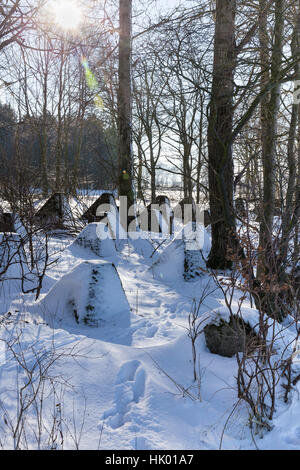 Tank Hindernisse im Winter - so genannte Siegfried line Stockfoto