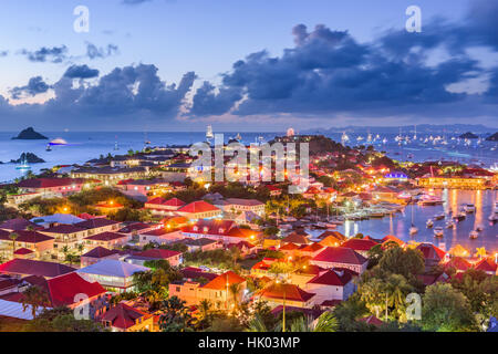 Saint Barthelemy Skyline und den Hafen in den West Indies. Stockfoto