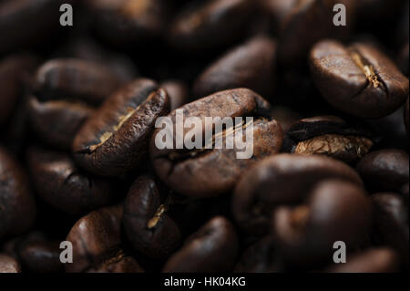 Kaffeebohnen hautnah Stockfoto