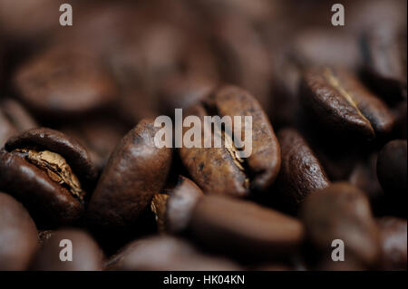 Kaffeebohnen hautnah Stockfoto