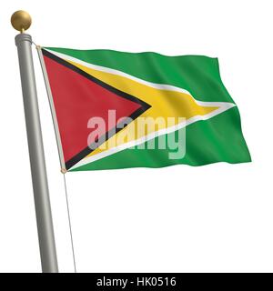 Amerika, Flagge, Südamerika, Mast, Guyana, isoliert, optional, Amerika, Flagge, Stockfoto