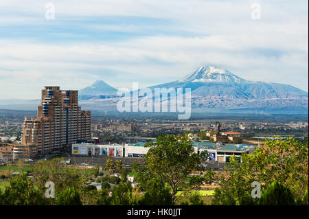 Blick über Jerewan und Berg Ararat Eriwan, Armenien, Caucasus Stockfoto