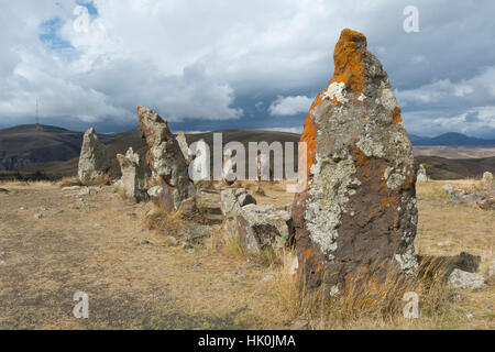 Prähistorischen Ausgrabungsstätte Karer von Syunik Provinz, Armenien, Caucasus, Zorats, Sissian Stockfoto