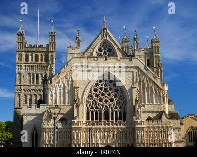 Westfassade, St.-Peter Kathedrale, Exeter, Devon. Stockfoto