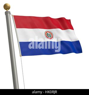 Amerika, Flagge, Südamerika, Mast, Bar, Paraguay, isoliert, optional, Amerika, Stockfoto