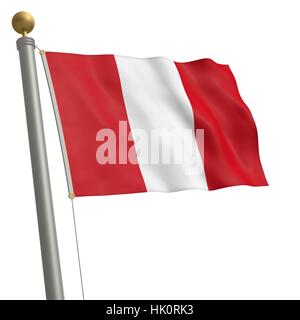 Amerika, Flagge, Südamerika, Mast, Bar, Peru, isoliert, optional, Amerika, Stockfoto