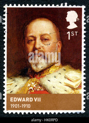 Großbritannien - ca. 2012: Eine gebrauchte Briefmarke aus dem Vereinigten Königreich, zeigt ein Porträt von König Edward VII., ca. 2012. Stockfoto