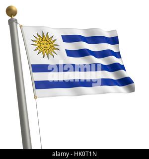 Amerika, Flagge, Südamerika, Mast, Bar, Uruguay, isoliert, optional, Amerika, Stockfoto