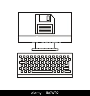 Computergerät mit Diskettensymbol auf weißem Hintergrund. Vektor-illustration Stock Vektor