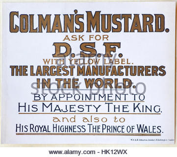 Colmans Senf, original Vintage Werbung von ca. 1900 Stockfoto