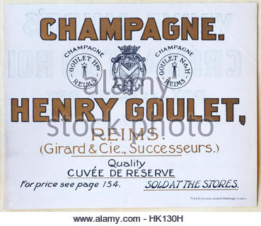 Champagner, Henry Goulet Reims, original Vintage Werbung von ca. 1900 Stockfoto