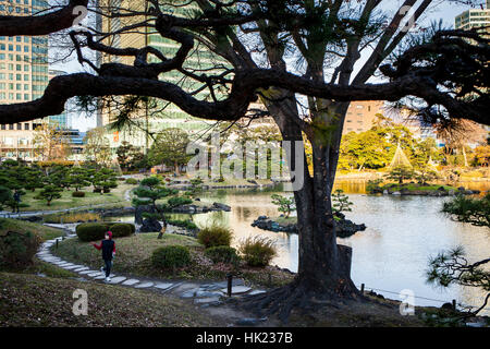 Stadtbild, Kyu Shiba Rikyu Garten, Tokio, Japan Stockfoto