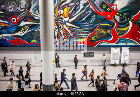 Rush Hour, U-Bahn, Bahnhof Shibuya, Tokio, Japan, Asien Stockfoto