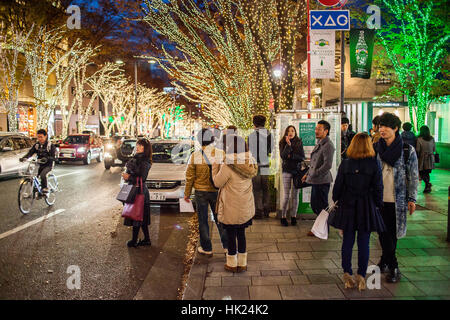 Weihnachten, street scene, Weihnachtsdekoration, Omotesando, Ave, Avenue, Tokio, Japan Stockfoto