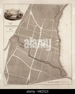 Karte von Hartford 1824 Stockfoto