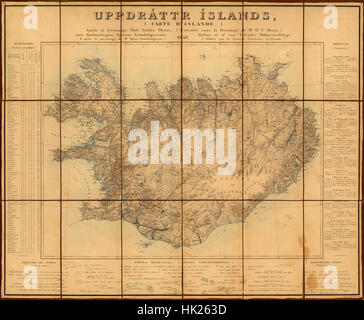 Karte von Island 1849 Stockfoto