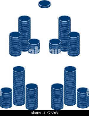 Ein Stapel Runde Münzen. Vektor-Illustration. Stock Vektor