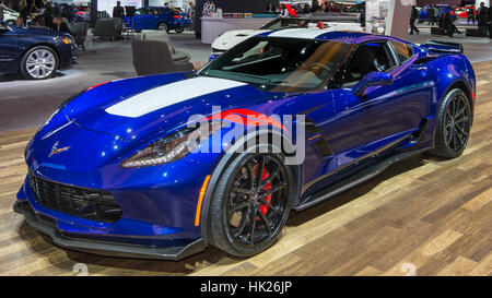 Ein 2017 Chevrolet Corvette Grand Sport Auto auf der North American International Auto Show (NAIAS). Stockfoto