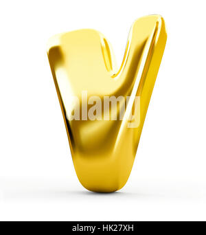 3D blau Metall Buchstaben V weißen Hintergrund isoliert Stockfoto