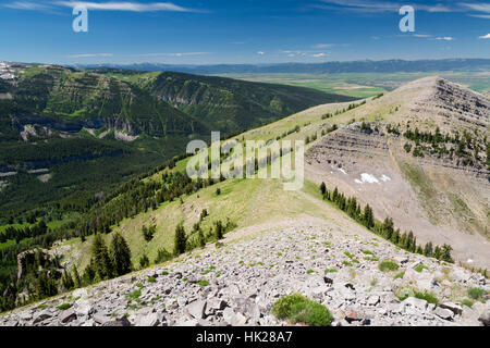 Spitzer Berg in die Teton Mountains über Teton Canyon, von Marias Nippel gesehen. Jedediah Smith Wildnis, Wyoming Stockfoto