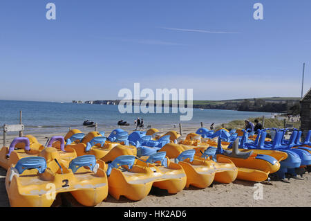 Knoll Strand Studland Bay mit Old Harry Rocks im Hintergrund Isle of Purbeck-Dorset-England Stockfoto