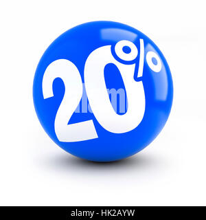 20 % Rabatt rote Kugel. Zwanzig Kugel Stockfoto