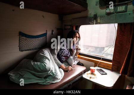 Indien, Varanasi - Kolkata, Zug Stockfoto